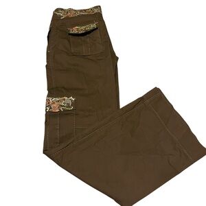 Bebe 90s Y2K brown flare sequins detail pants 8